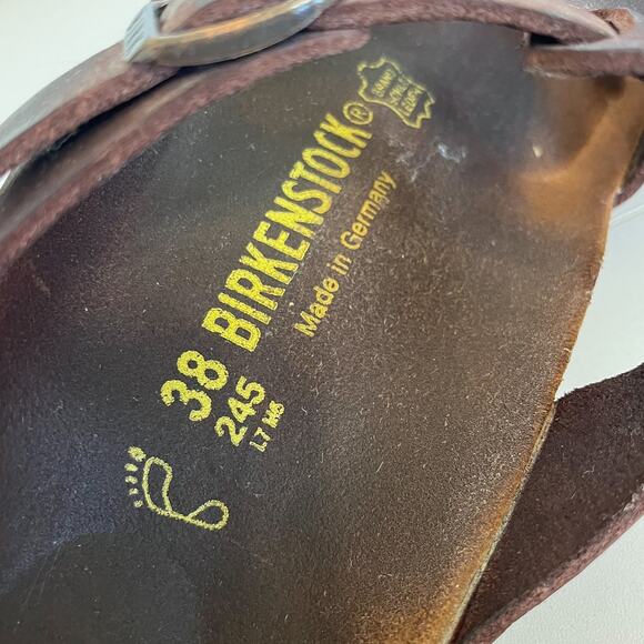 Birkenstock Larisa Slip On Womens Sandals Size 38 US 7 Brown Oiled Leather Open - Picture 10 of 10